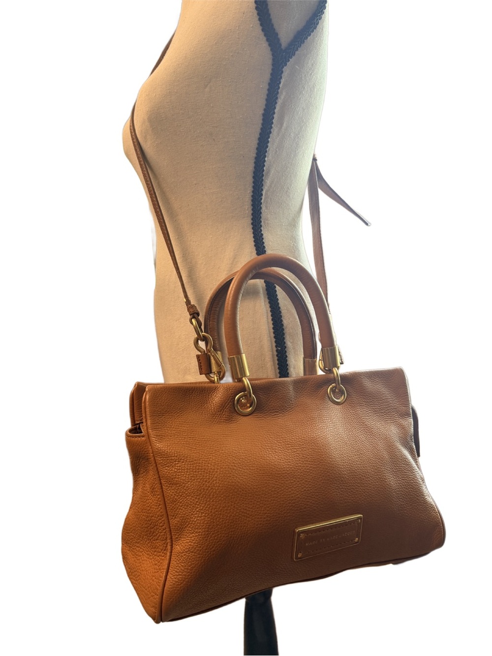 Marc by Marc Jacobs Too Hot to Handle Satchel Cognac Gold Pebbled Leather